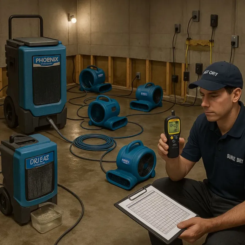 Structural Drying and Dehumidification process in Gamewell, NC